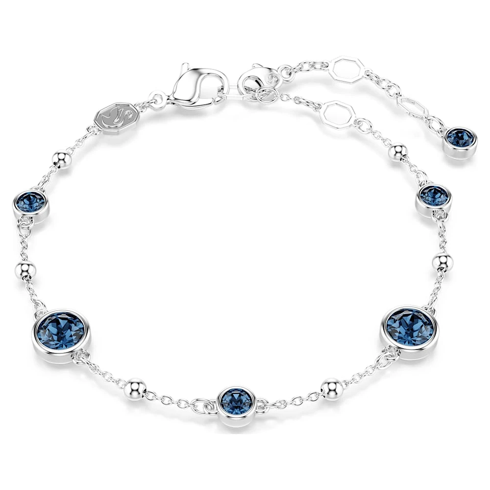 Imber bracelet, Round cut, Blue, Rhodium plated by SWAROVSKI