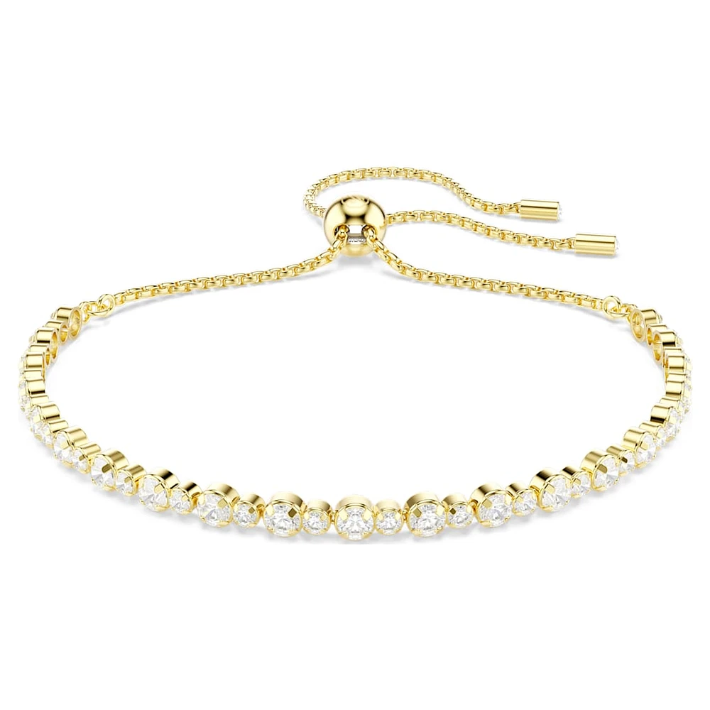 Matrix Tennis bracelet, Round cut, White, Gold-tone plated by SWAROVSKI