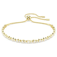 Matrix Tennis bracelet, Round cut, White, Gold-tone plated by SWAROVSKI