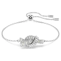 Matrix bracelet, Baguette cut, Knot, White, Rhodium plated by SWAROVSKI