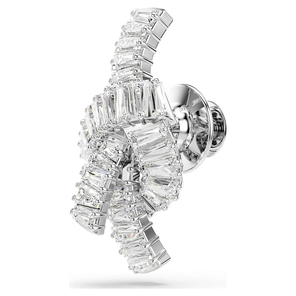 Matrix tack pin, Baguette cut, Knot, White, Rhodium plated by SWAROVSKI