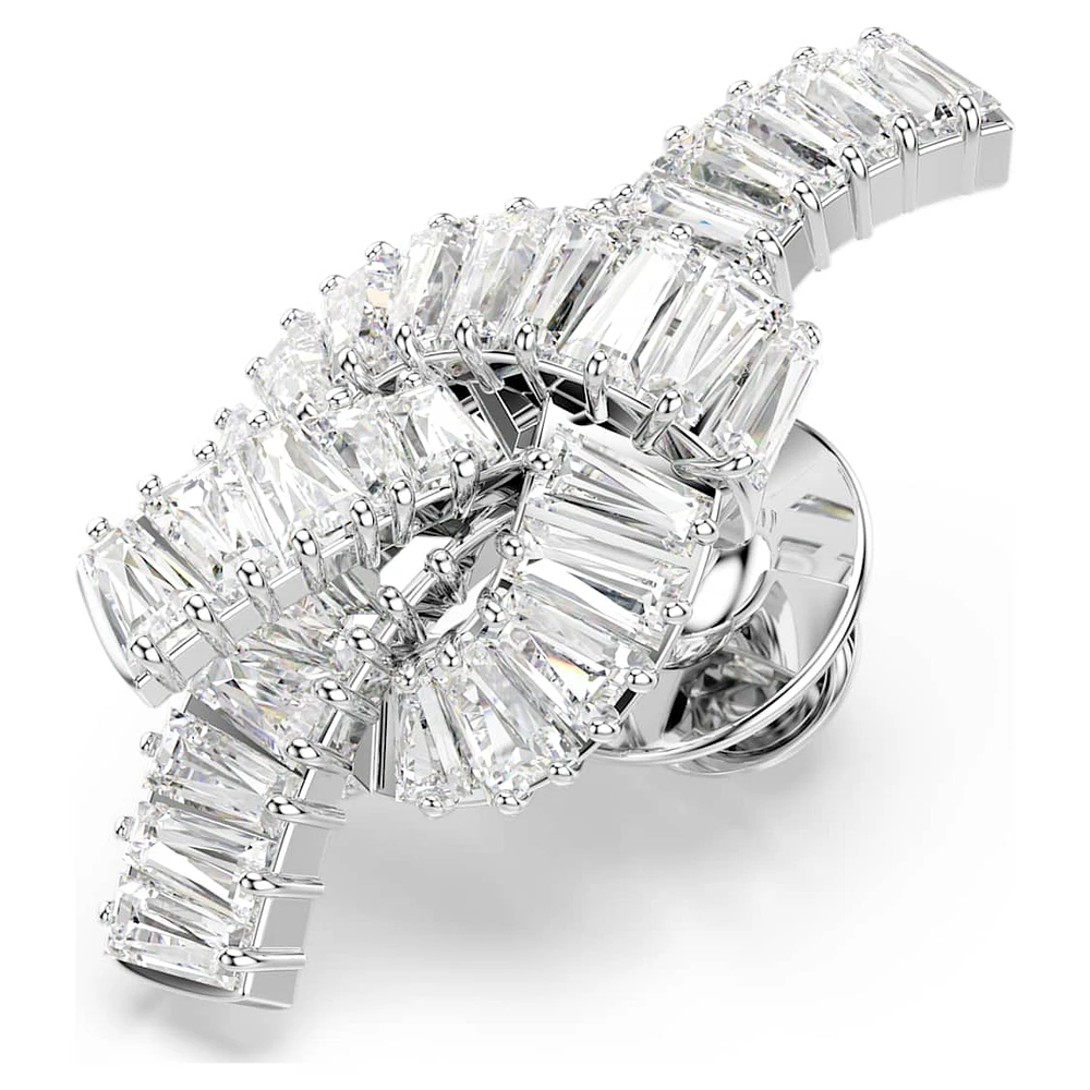 Matrix tack pin, Baguette cut, Knot, White, Rhodium plated by SWAROVSKI