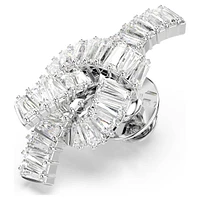 Matrix tack pin, Baguette cut, Knot, White, Rhodium plated by SWAROVSKI
