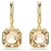 Millenia drop earrings, Square cut, Caramel, Gold-tone plated by SWAROVSKI
