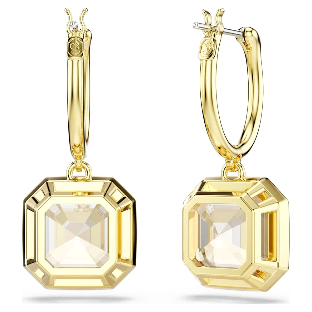 Millenia drop earrings, Square cut, Caramel, Gold-tone plated by SWAROVSKI