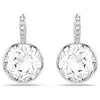 Millenia drop earrings, Round cut, White, Rhodium plated by SWAROVSKI