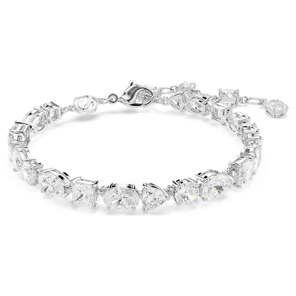 Mesmera bracelet, Mixed cuts, White, Rhodium plated by SWAROVSKI
