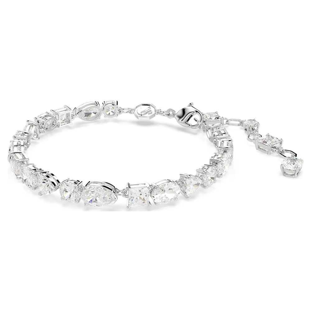 Mesmera bracelet, Mixed cuts, White, Rhodium plated by SWAROVSKI