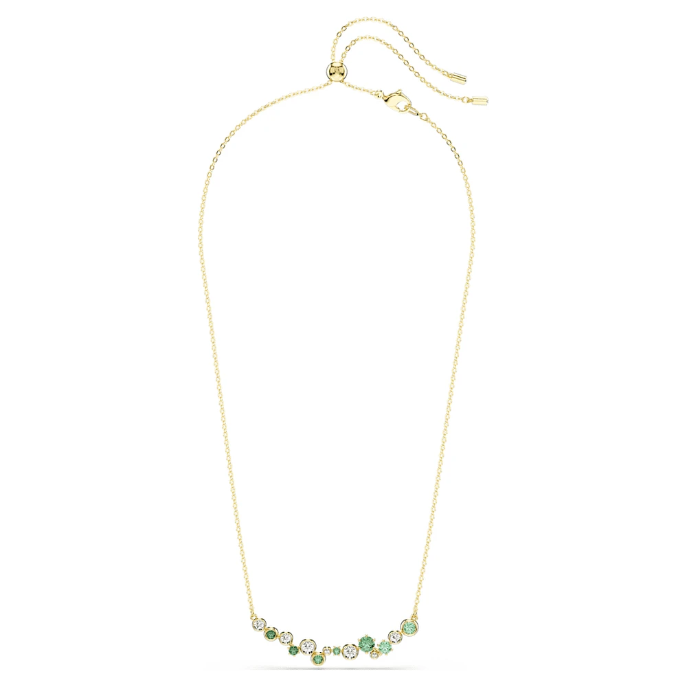 Constella necklace, Mixed cuts, Green, Gold-tone plated by SWAROVSKI