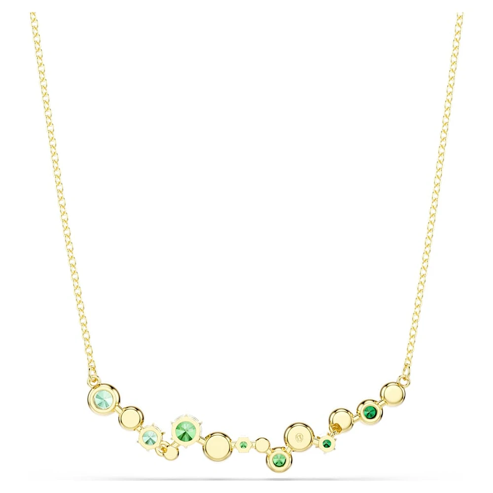 Constella necklace, Mixed cuts, Green, Gold-tone plated by SWAROVSKI