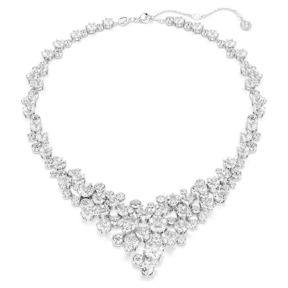 Constella necklace, Mixed cuts, Clasp, White, Rhodium plated by SWAROVSKI