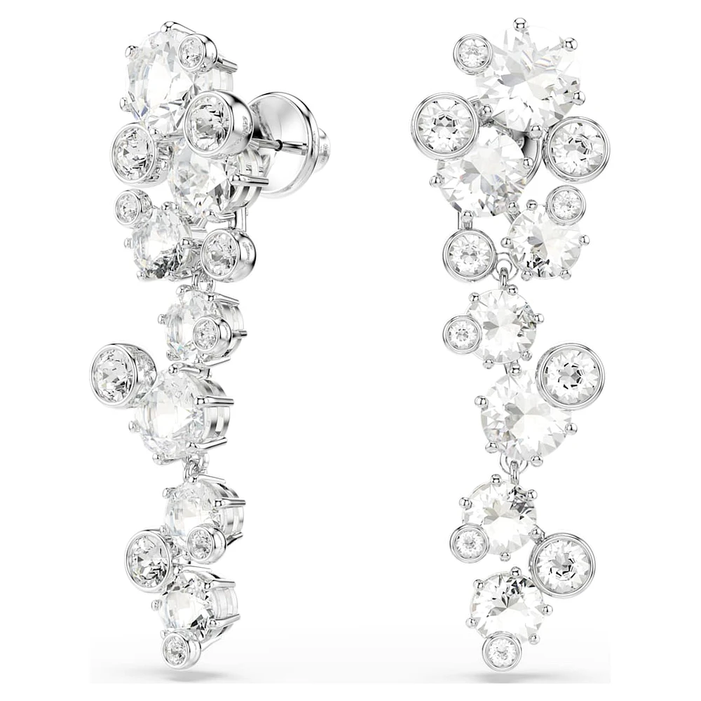 Constella drop earrings, Mixed cuts, White, Rhodium plated by SWAROVSKI