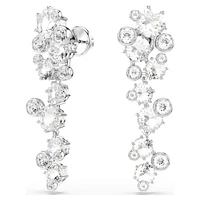 Constella drop earrings, Mixed cuts, White, Rhodium plated by SWAROVSKI