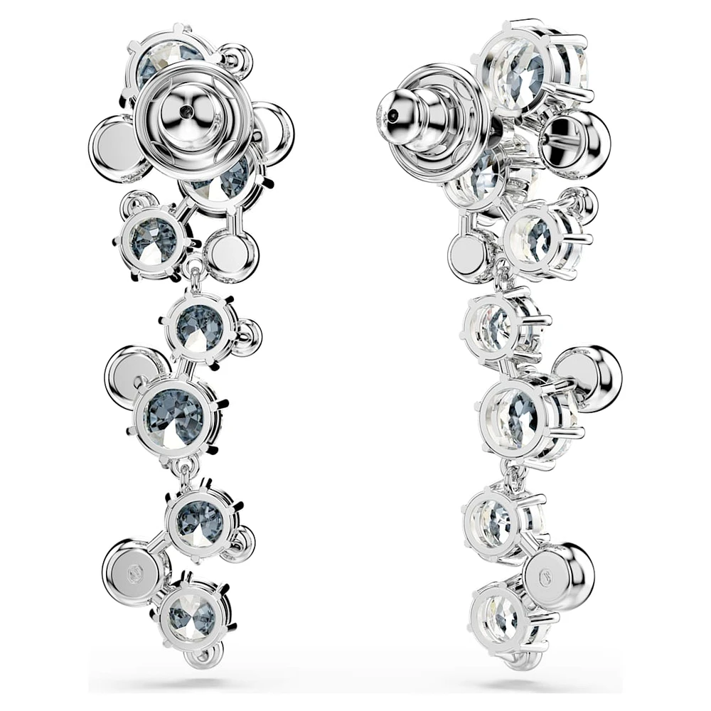 Constella drop earrings, Mixed cuts, White, Rhodium plated by SWAROVSKI