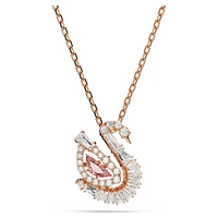 Swan pendant, Mixed cuts, Swan, Pink by SWAROVSKI