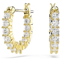 Matrix Vittore hoop earrings, Round cut, White, Gold-tone plated by SWAROVSKI
