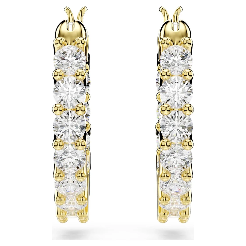 Matrix Vittore hoop earrings, Round cut, White, Gold-tone plated by SWAROVSKI