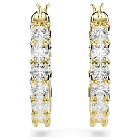 Matrix Vittore hoop earrings, Round cut, White, Gold-tone plated by SWAROVSKI