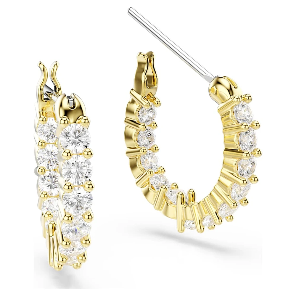 Matrix Vittore hoop earrings, Round cut, White, Gold-tone plated by SWAROVSKI