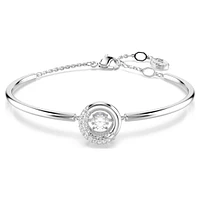 Dextera bangle, Round cut, White, Rhodium plated by SWAROVSKI