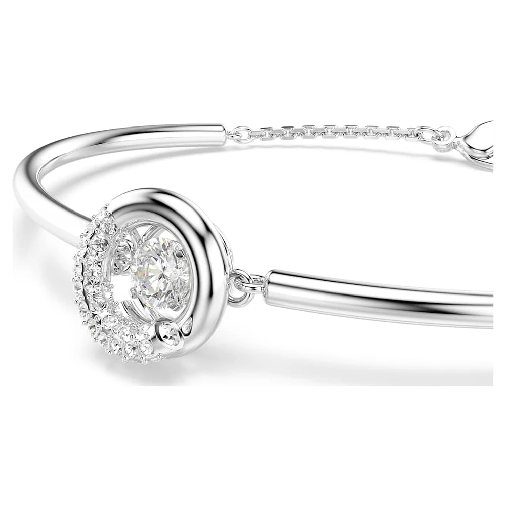 Dextera bangle, Round cut, White, Rhodium plated by SWAROVSKI