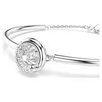 Dextera bangle, Round cut, White, Rhodium plated by SWAROVSKI