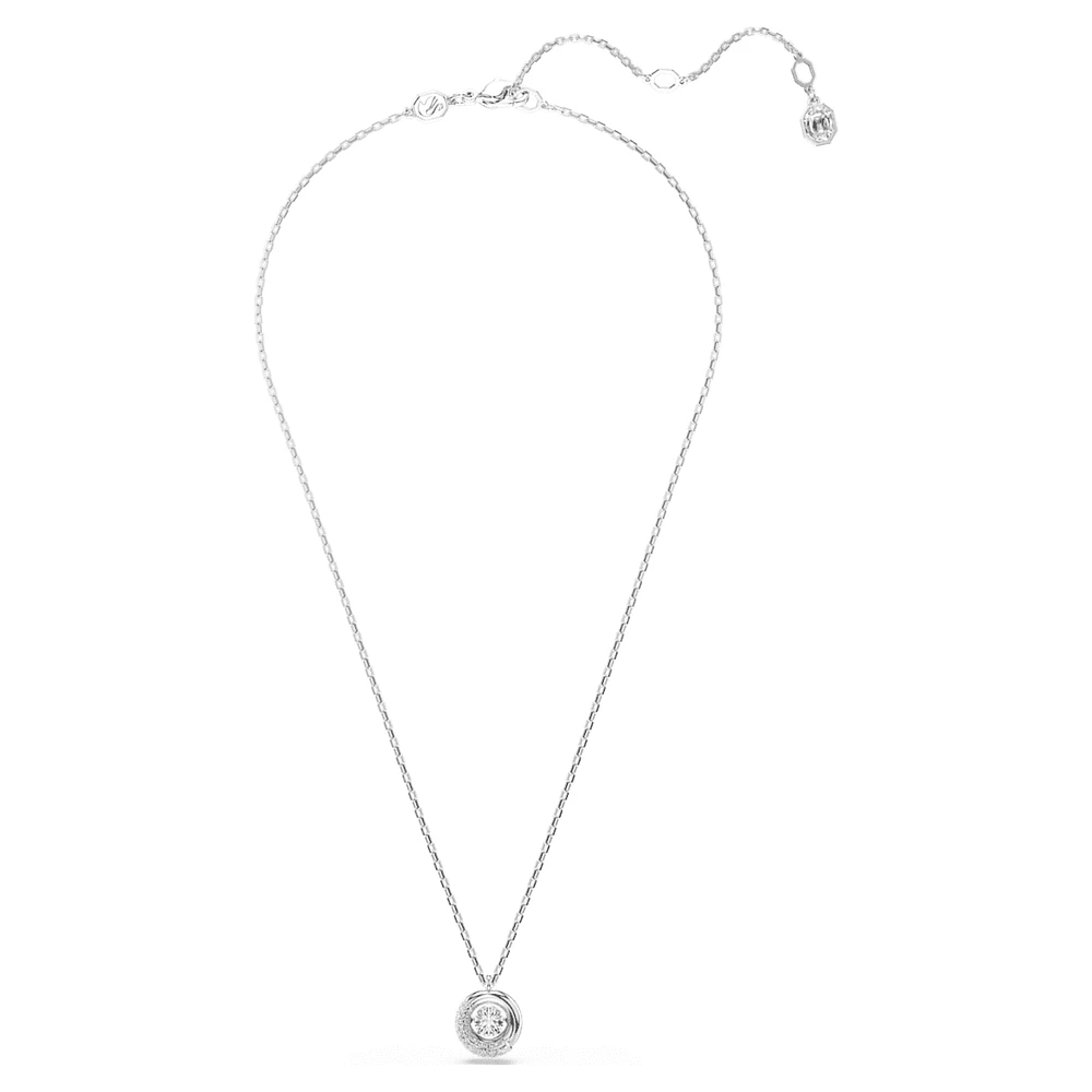 Dextera pendant, Round cut, White, Rhodium plated by SWAROVSKI