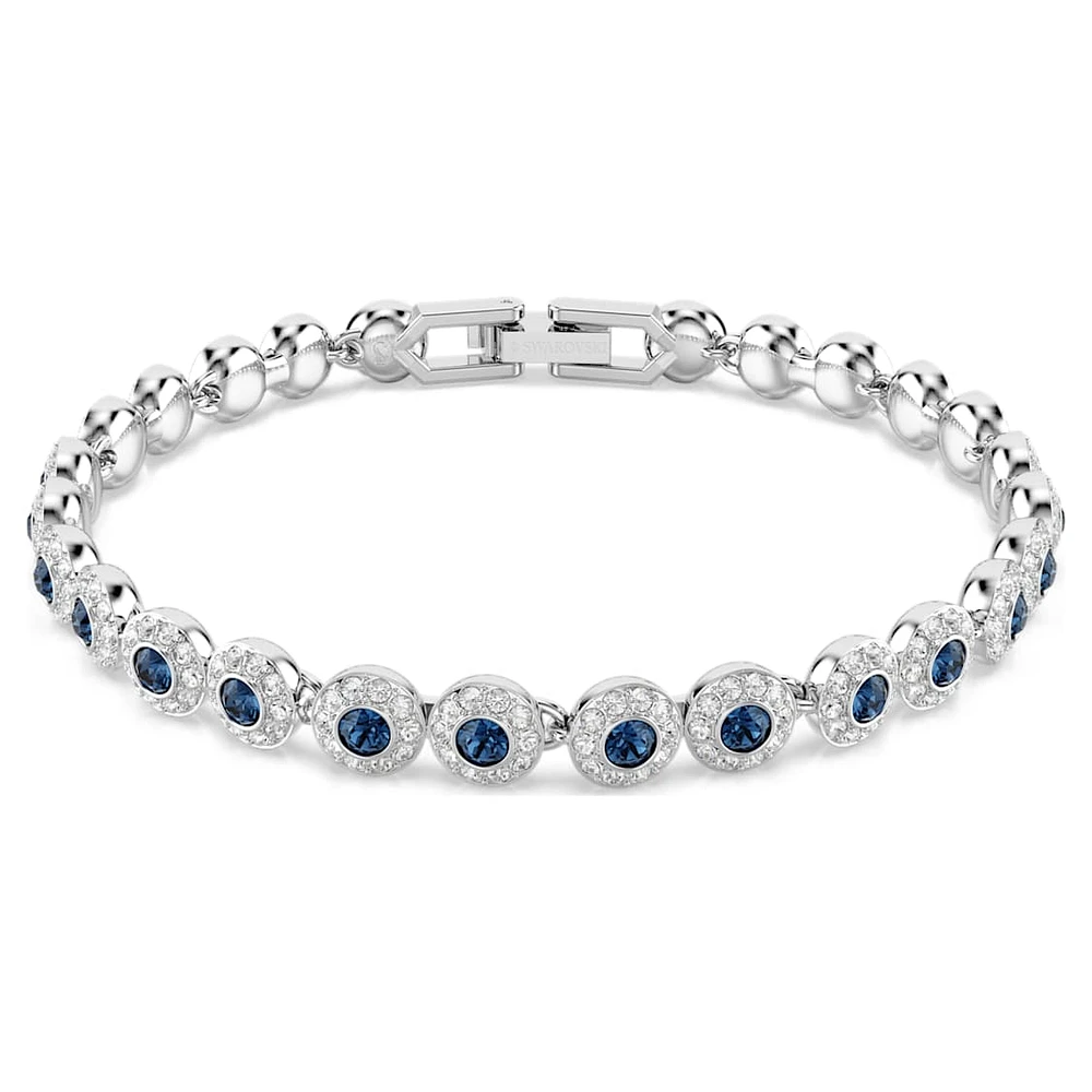Una Angelic Tennis bracelet, Round cut, Blue, Rhodium plated by SWAROVSKI