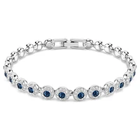Una Angelic Tennis bracelet, Round cut, Blue, Rhodium plated by SWAROVSKI