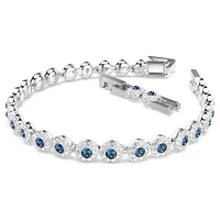 Una Angelic Tennis bracelet, Round cut, Blue, Rhodium plated by SWAROVSKI