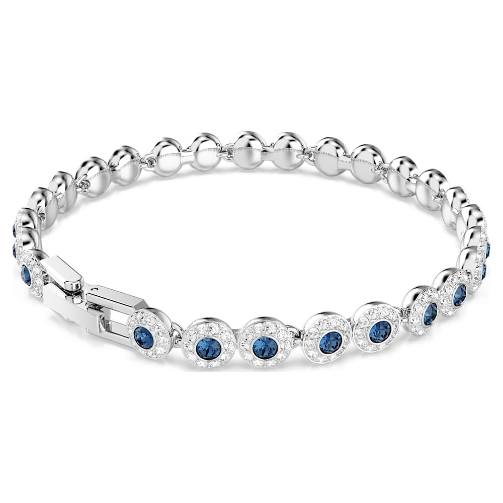 Una Angelic Tennis bracelet, Round cut, Blue, Rhodium plated by SWAROVSKI