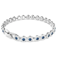 Una Angelic Tennis bracelet, Round cut, Blue, Rhodium plated by SWAROVSKI
