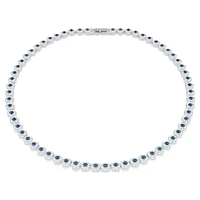 Una Angelic Tennis necklace, Round cut, Blue, Rhodium plated by SWAROVSKI