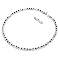 Una Angelic Tennis necklace, Round cut, Blue, Rhodium plated by SWAROVSKI