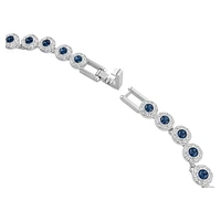 Una Angelic Tennis necklace, Round cut, Blue, Rhodium plated by SWAROVSKI