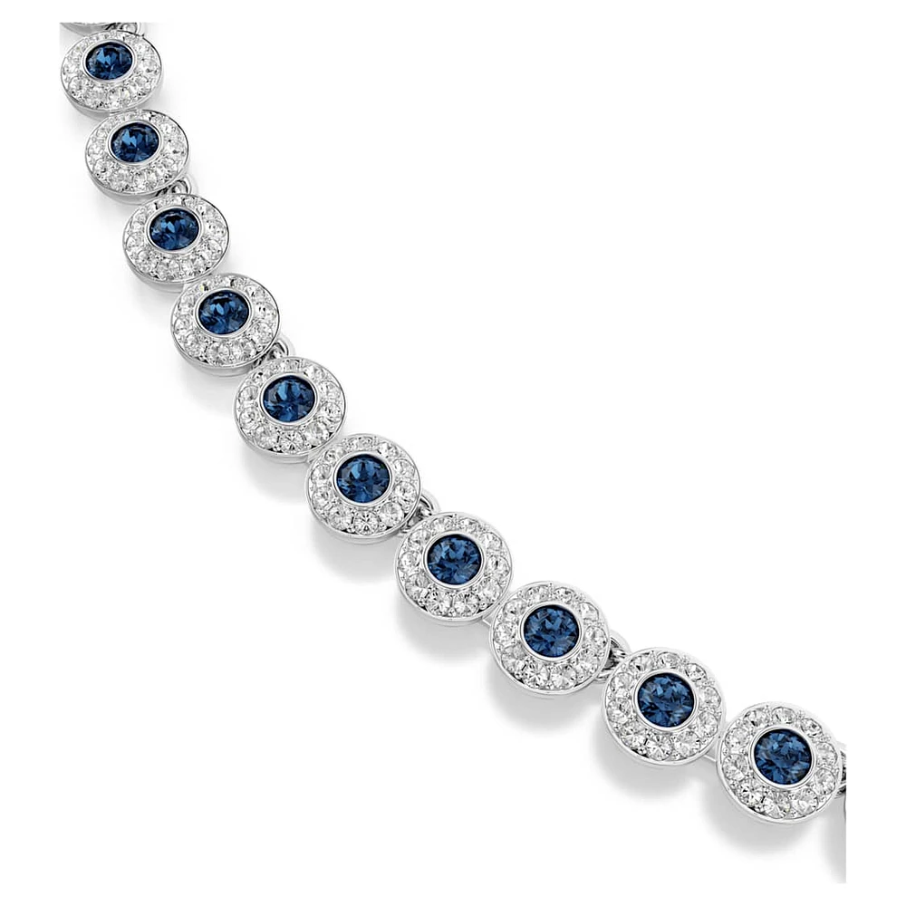 Una Angelic Tennis necklace, Round cut, Blue, Rhodium plated by SWAROVSKI