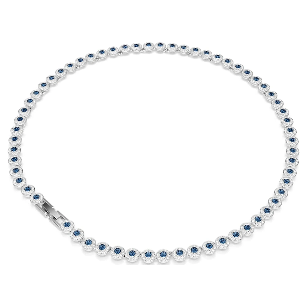 Una Angelic Tennis necklace, Round cut, Blue, Rhodium plated by SWAROVSKI
