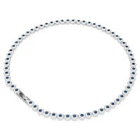 Una Angelic Tennis necklace, Round cut, Blue, Rhodium plated by SWAROVSKI