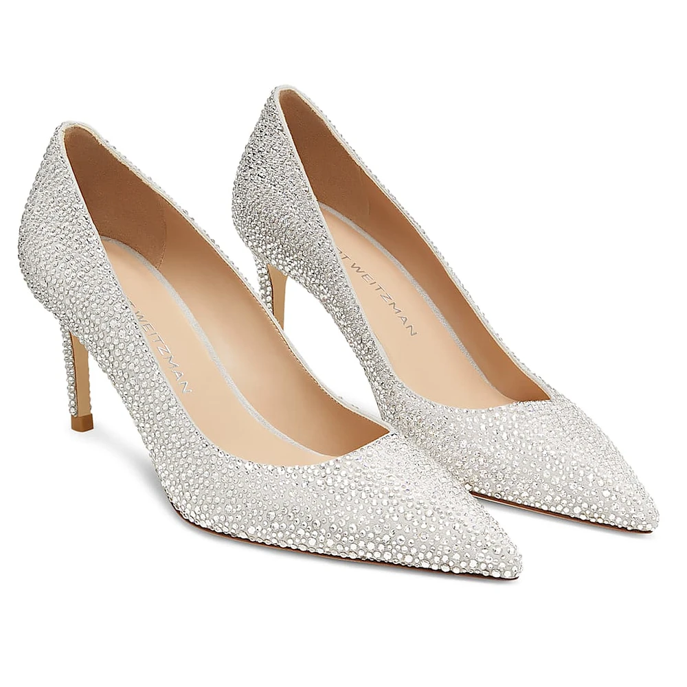 Stuart WEITZMAN Power Shine pump, White by SWAROVSKI