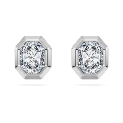 Eternity stud earrings, Lab-grown diamonds 1.0 ct tw, Octagon shape, 14K white gold by SWAROVSKI