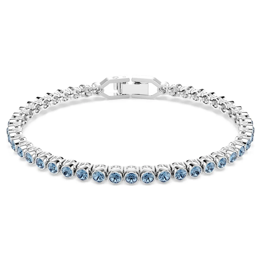 Imber Emily Tennis bracelet, Round cut, Blue, Rhodium plated by SWAROVSKI