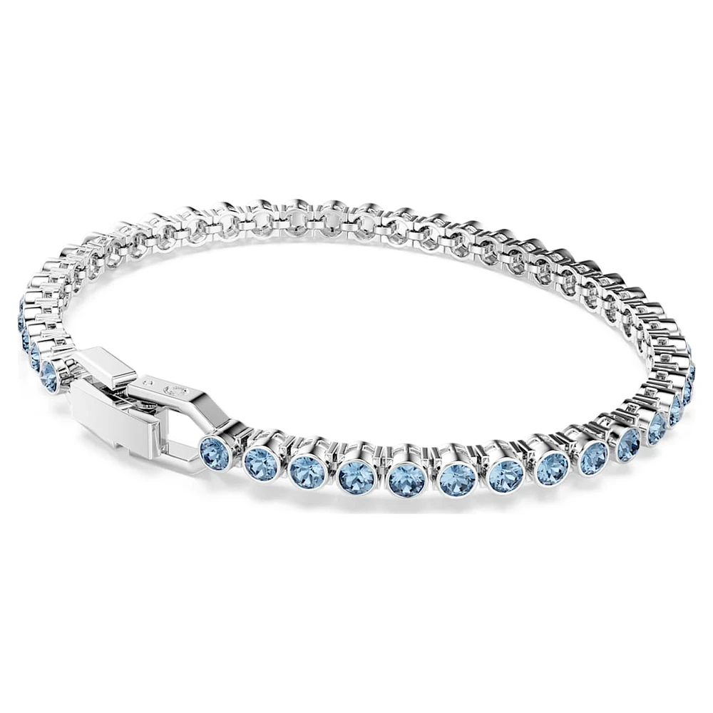 Imber Emily Tennis bracelet, Round cut, Blue, Rhodium plated by SWAROVSKI