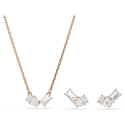 Mesmera set, Pear cut, Octagon cut, White, Rose gold-tone plated by SWAROVSKI