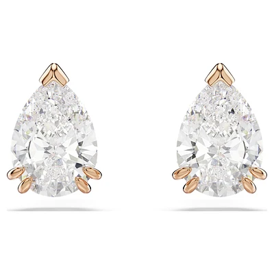 Stilla stud earrings, Pear cut, White, Rose gold-tone plated by SWAROVSKI