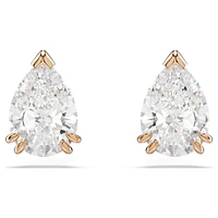 Stilla stud earrings, Pear cut, White, Rose gold-tone plated by SWAROVSKI