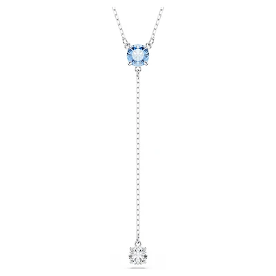 Stilla Attract Y necklace, Round cut, Blue, Rhodium plated by SWAROVSKI