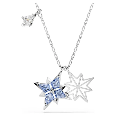 Symbolica pendant, Star, Blue, Rhodium plated by SWAROVSKI