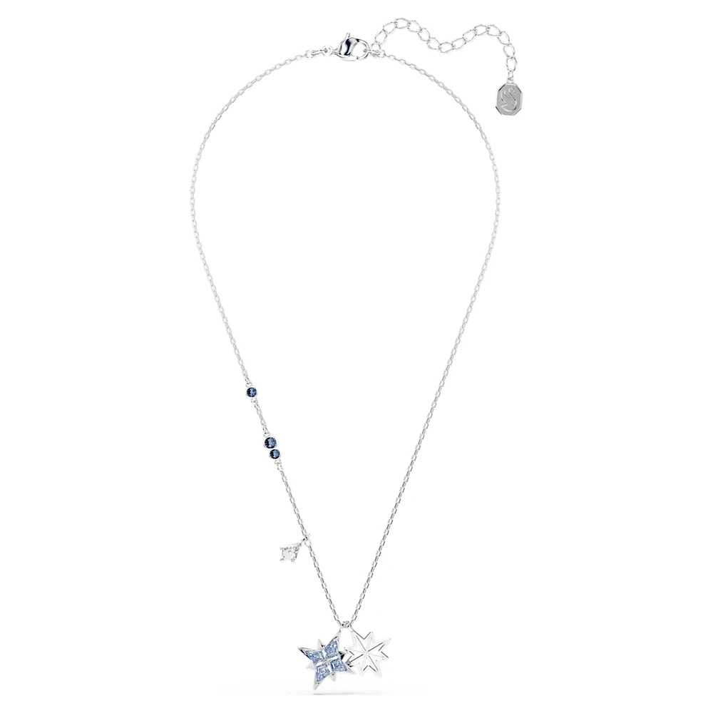 Symbolica pendant, Star, Blue, Rhodium plated by SWAROVSKI