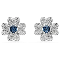 Symbolica stud earrings, Clover, Blue, Rhodium plated by SWAROVSKI