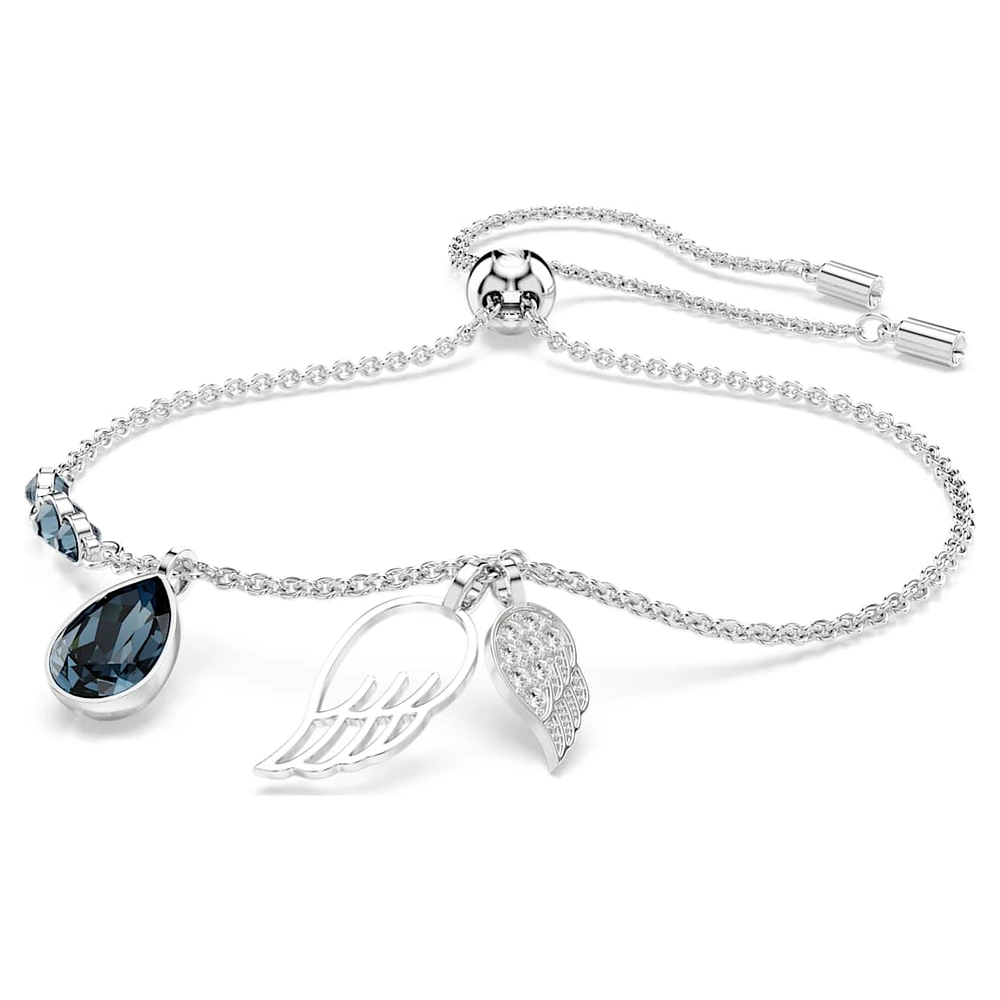 Symbolica bracelet, Wings, Blue, Rhodium plated by SWAROVSKI